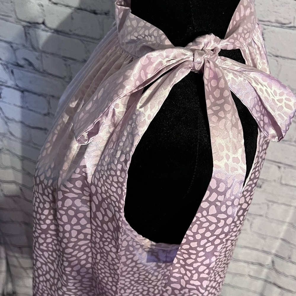 First ❤️Love by Lovelyn lavender leopard mock neck tie design sleeveless  small - Picture 6 of 13